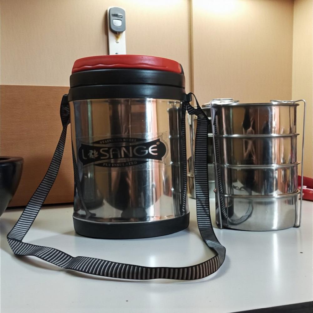 PUF Insulated 4 Pcs Stainless Steel Tiffin Lunch Box