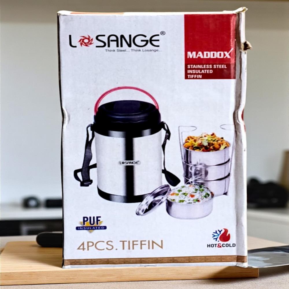 PUF Insulated 4 Pcs Stainless Steel Tiffin Lunch Box