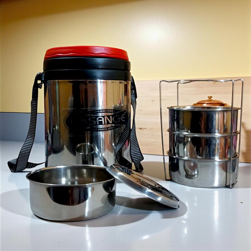 PUF Insulated 4 Pcs Stainless Steel Tiffin Lunch Box