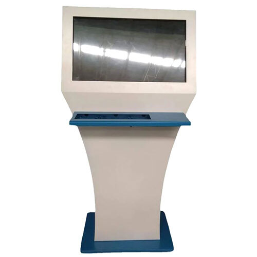 Metallic Interactive Touch Screen Kiosk - Color: White