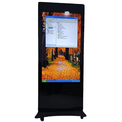 Large Screen Stand Alone Touch Screen Kiosk - Color: Black