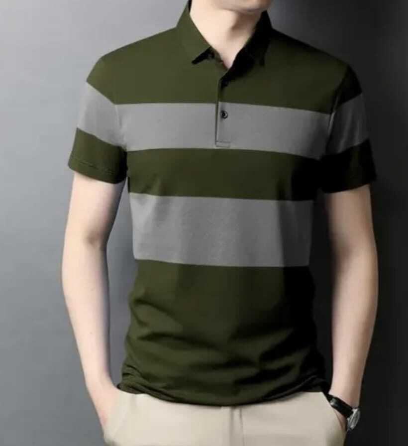 Green And White Collar T-Shirt - Age Group: Adult