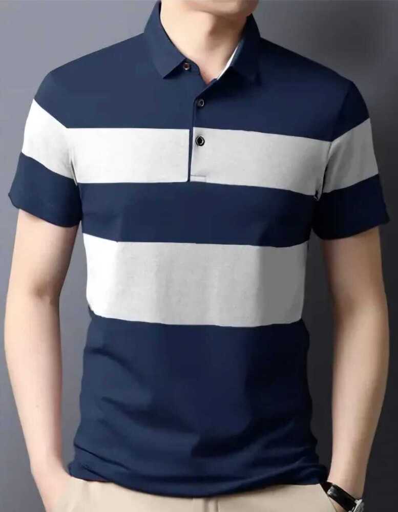 Blue And White Collar T-Shirt - Age Group: Adult