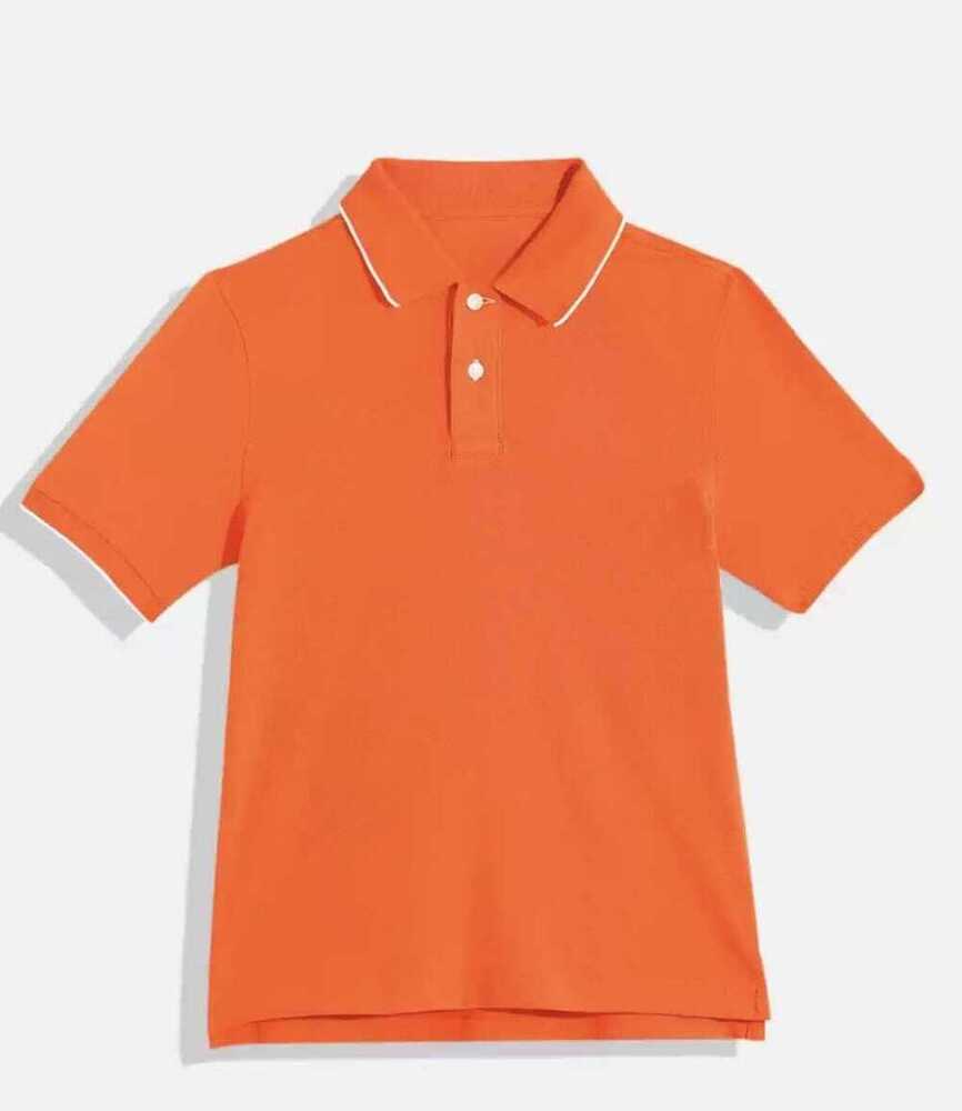 Collar Orange Color T-Shirt - Age Group: Adult