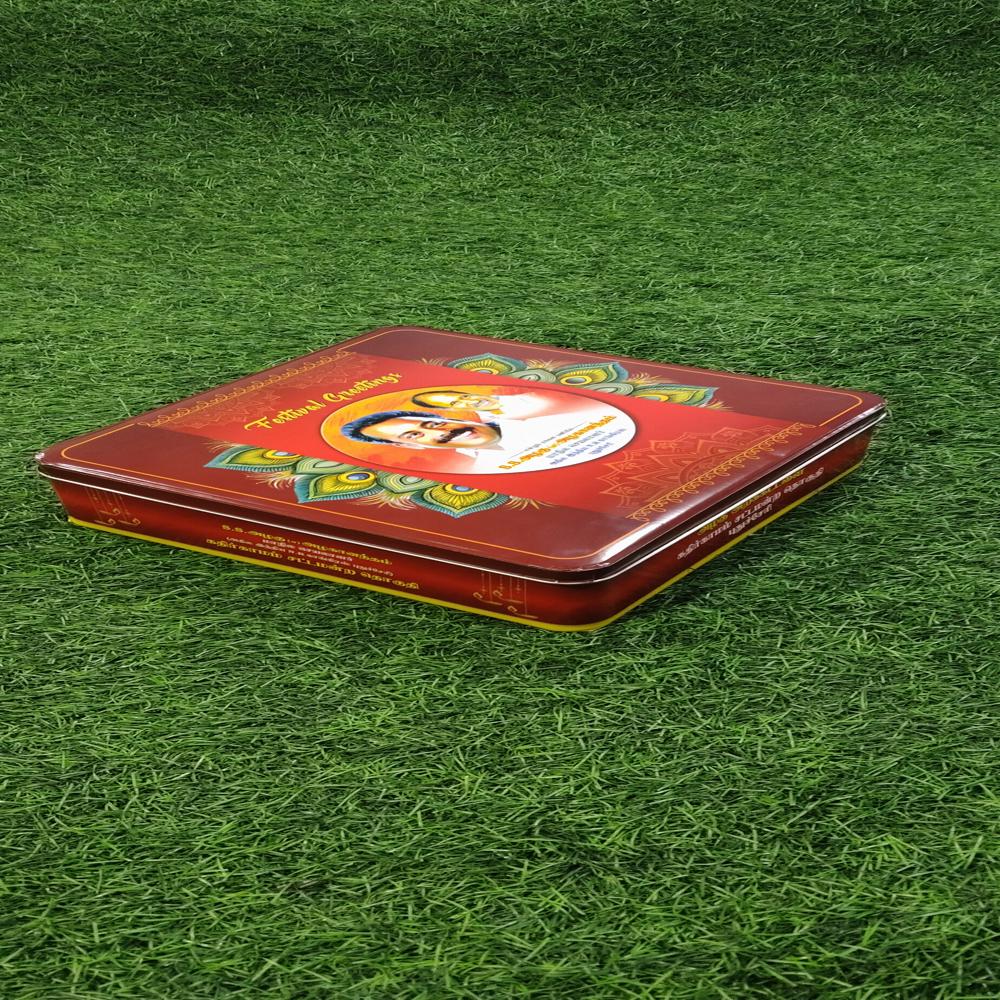 Political person printed tin container