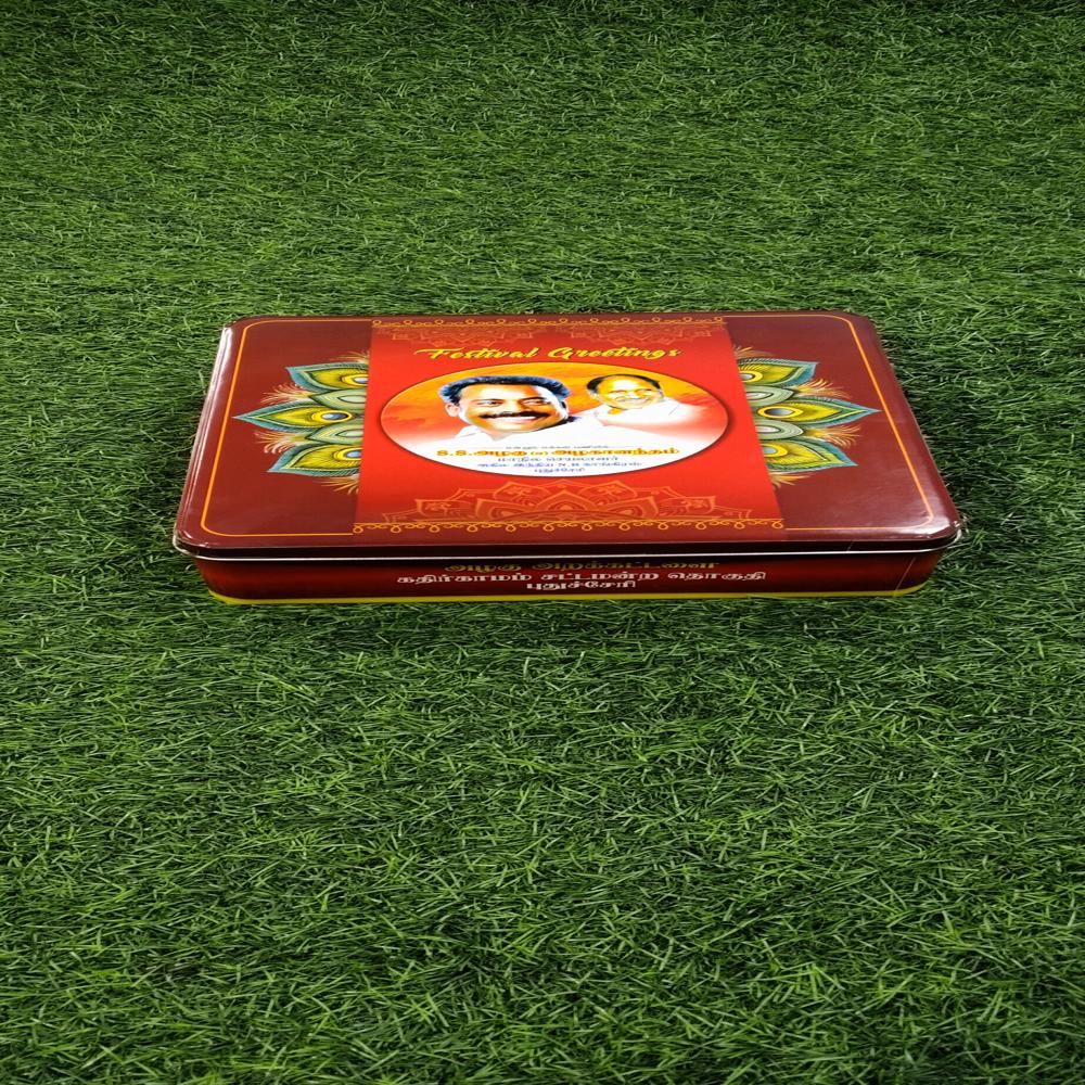 Political person printed tin container