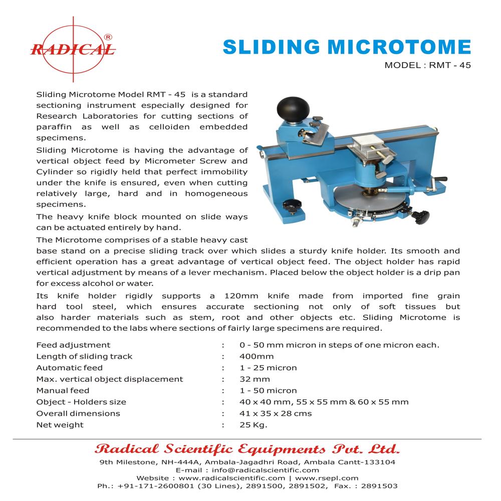 Sliding Microtome Rmt-45 - Application: Research Laboratories For Cutting Sections