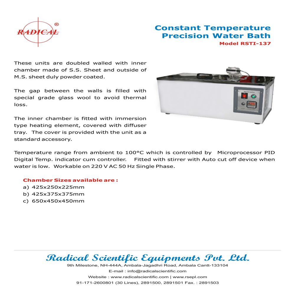 Precision Water Bath Rsti-137 - Application: Lab & Research
