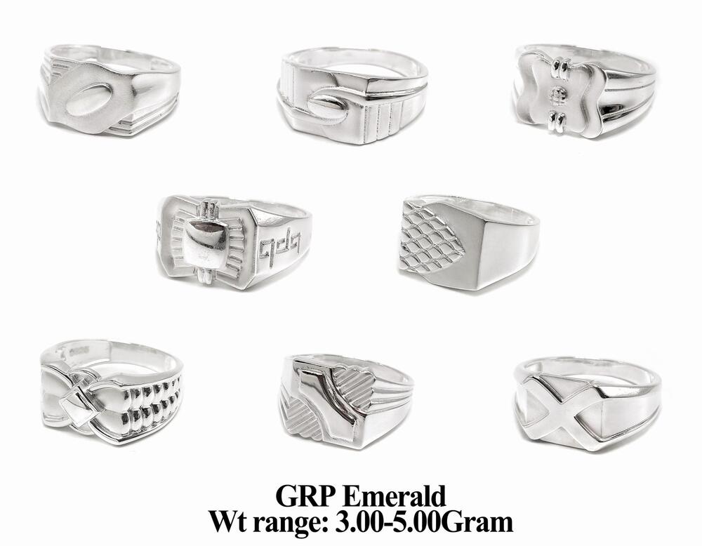 92.5% New Design Silver Gents Ring Plain Emerald