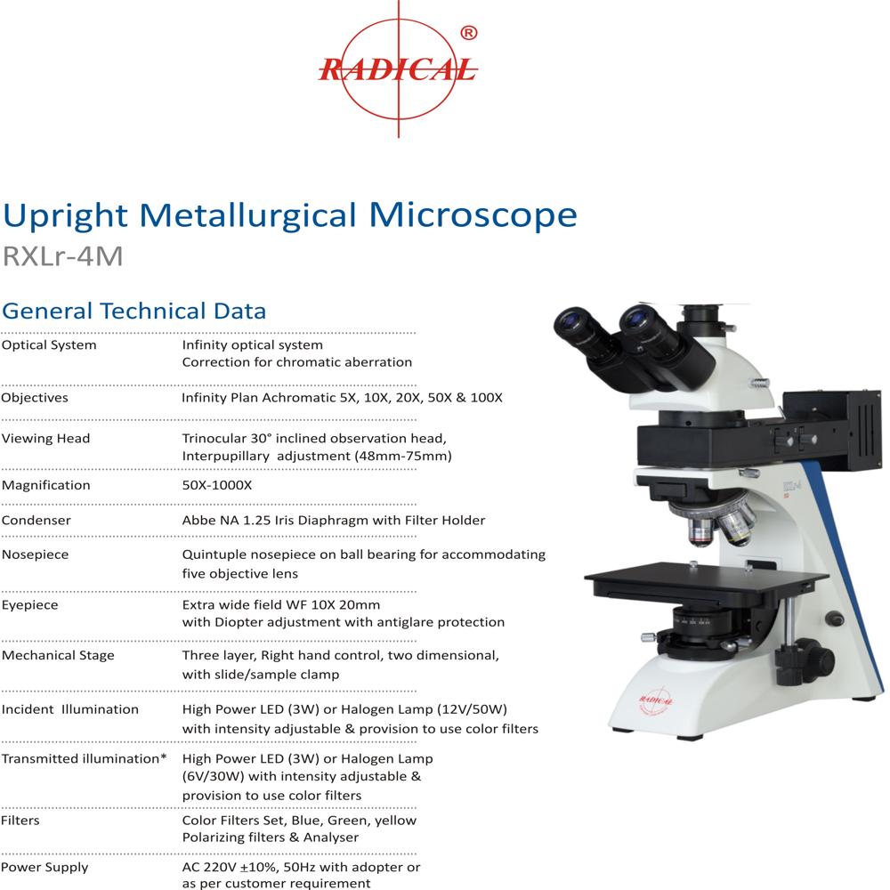 Advanced Laboratory Metallurgical Microscope Rxlr-4m - Color: Silver
