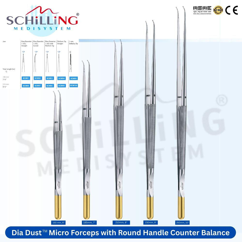 Schilling Dia Dust Micro Forceps With Round Handle Counter Balance - Material: Tc
