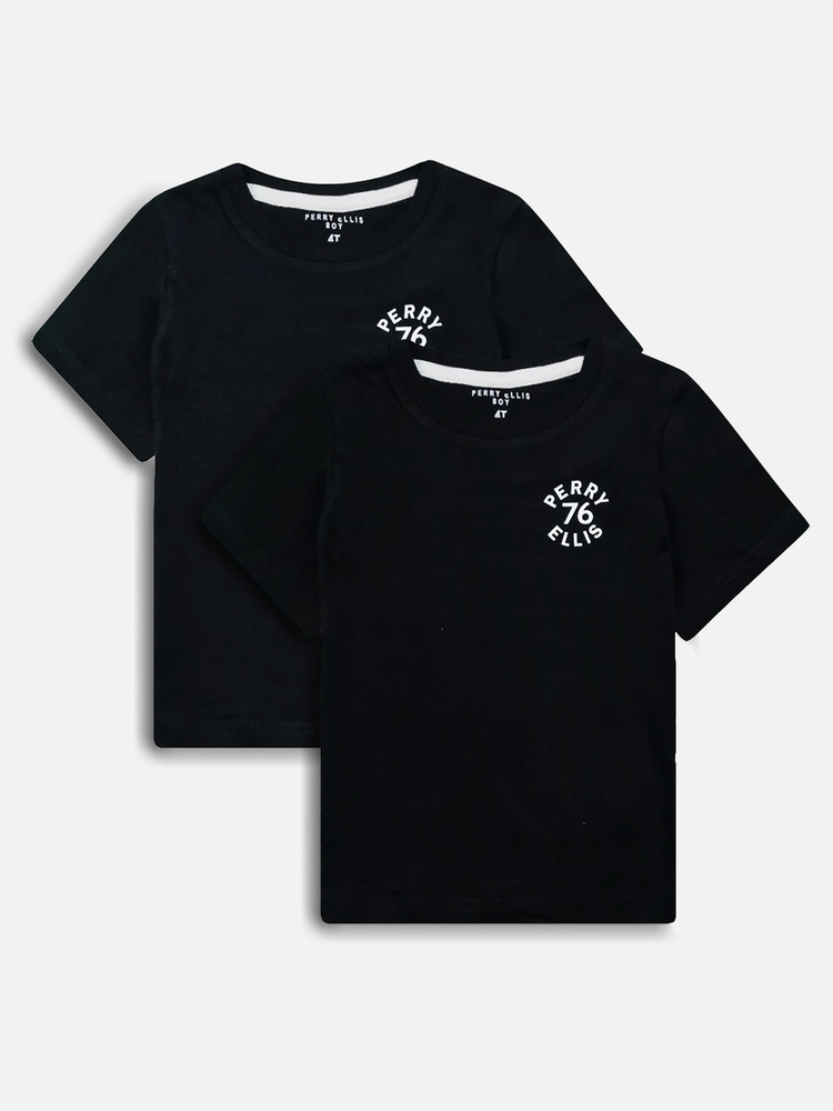 Boys Crew Neck 2 Pack Black T Shirts