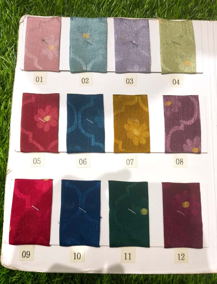 Crepe Jacquard Fabric For Dress & Sarees - Color: Multicolor