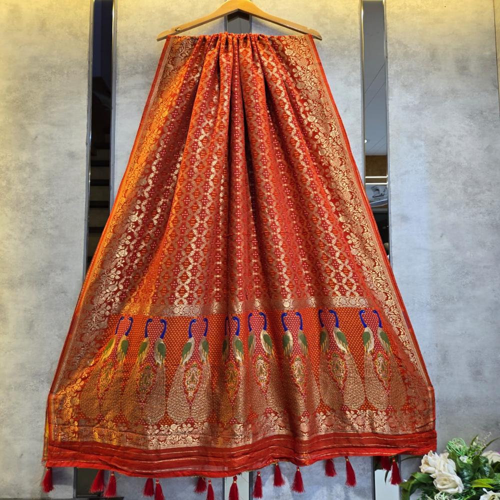Pure Viscose Georgette Dupatta With Jacquard Print