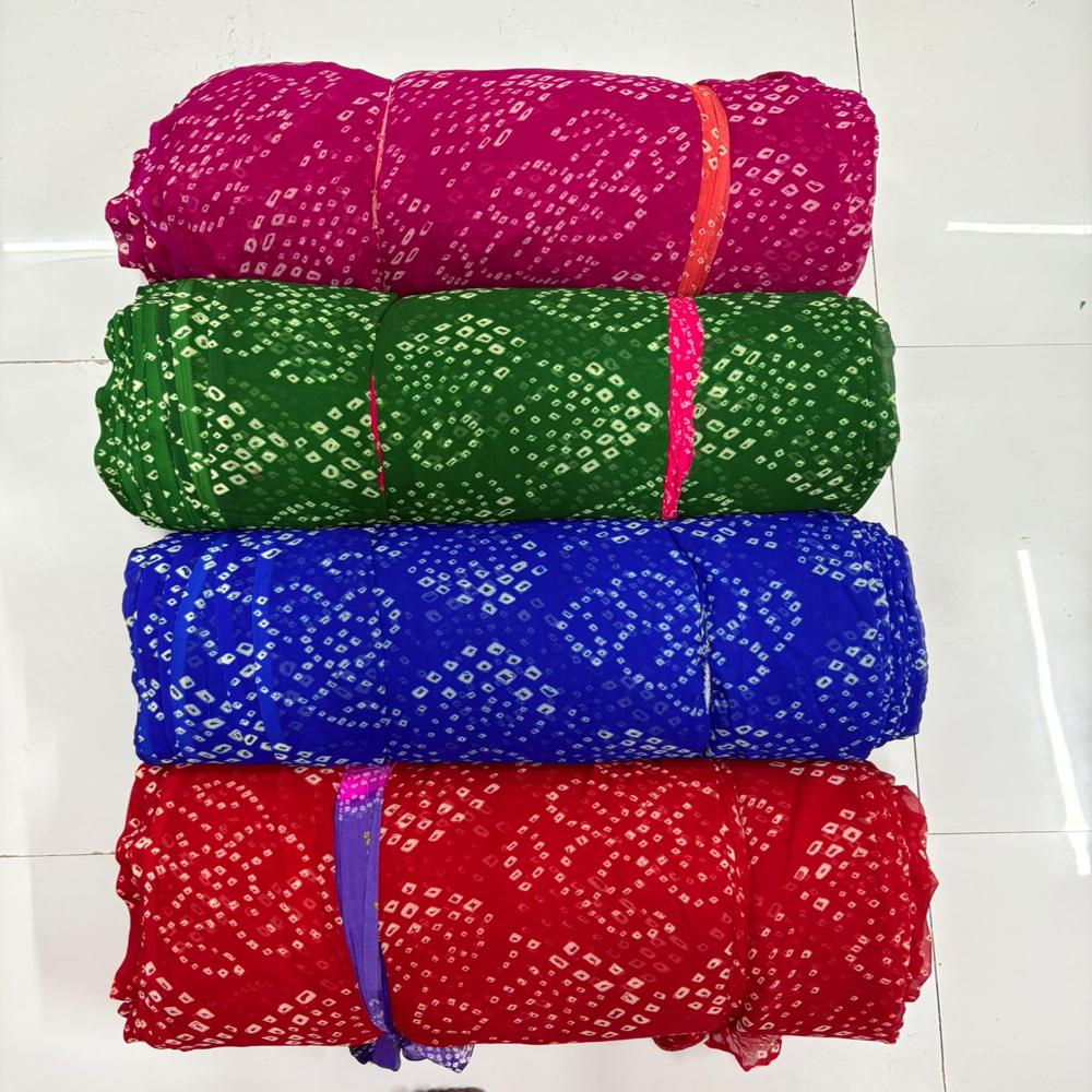 Soft Georgette Bhandani Print Fabric For Saree, Lehenga & Kurta