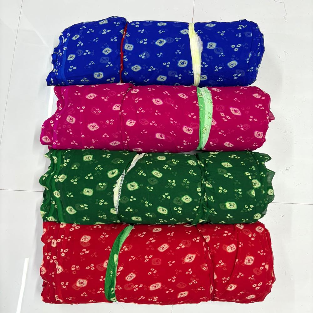 Soft Georgette Bhandani Print Fabric For Saree, Lehenga & Kurta