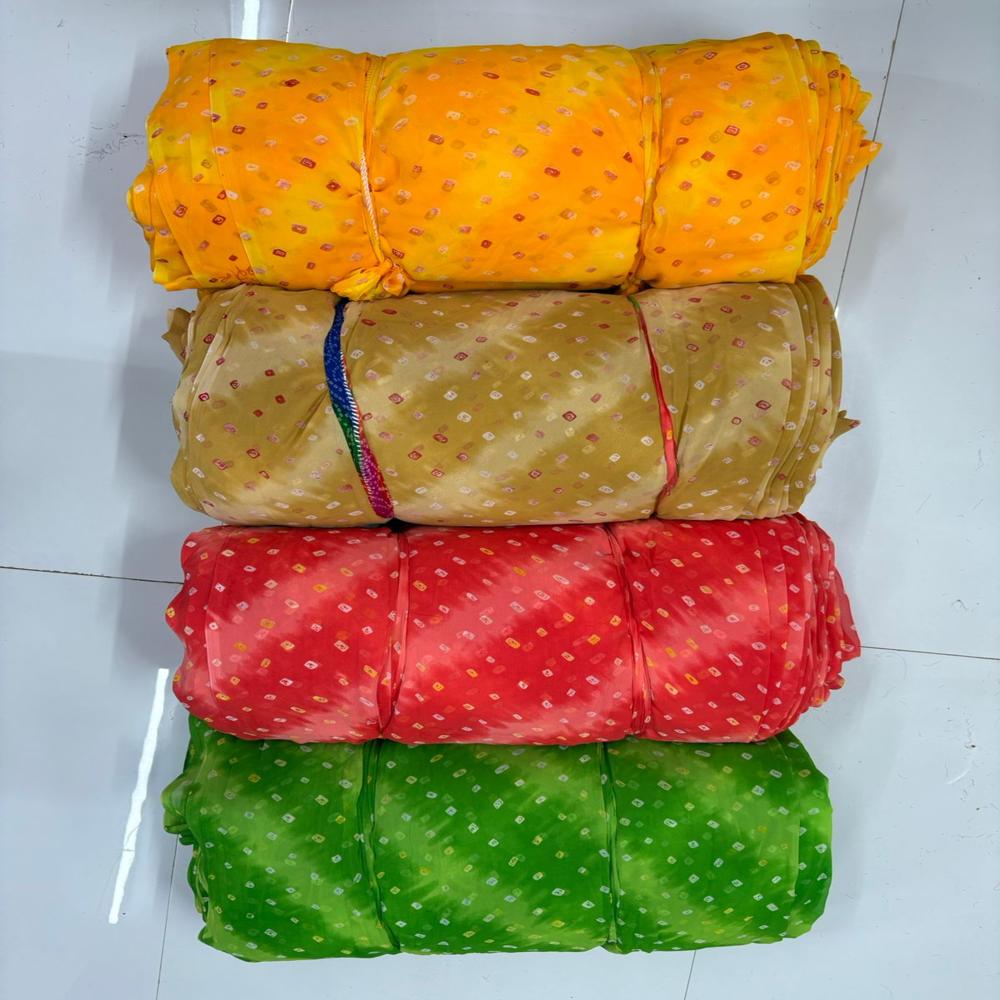 Soft Georgette Bhandani Print Fabric For Saree, Lehenga & Kurta