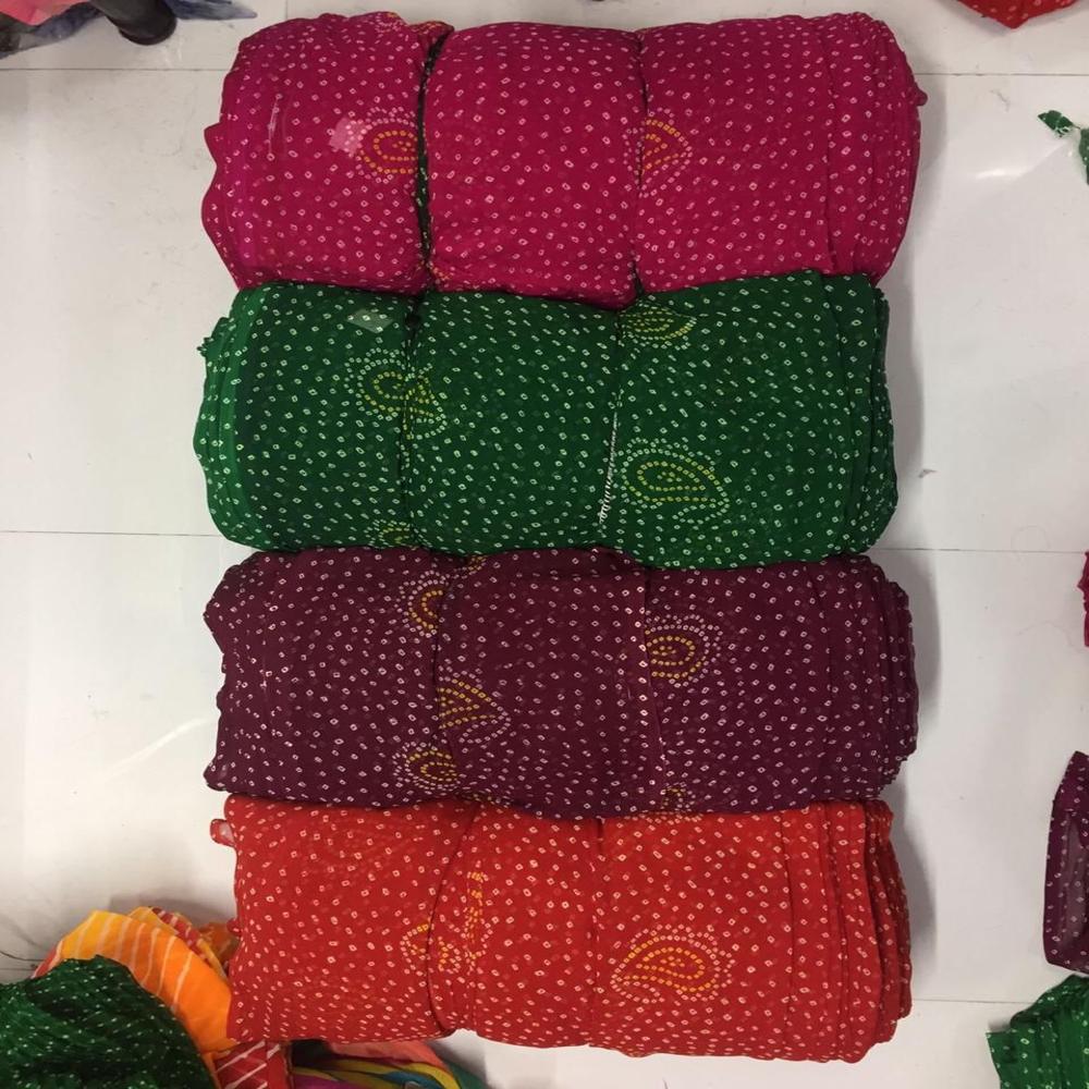 Soft Georgette Bhandani Print Fabric For Saree, Lehenga & Kurta