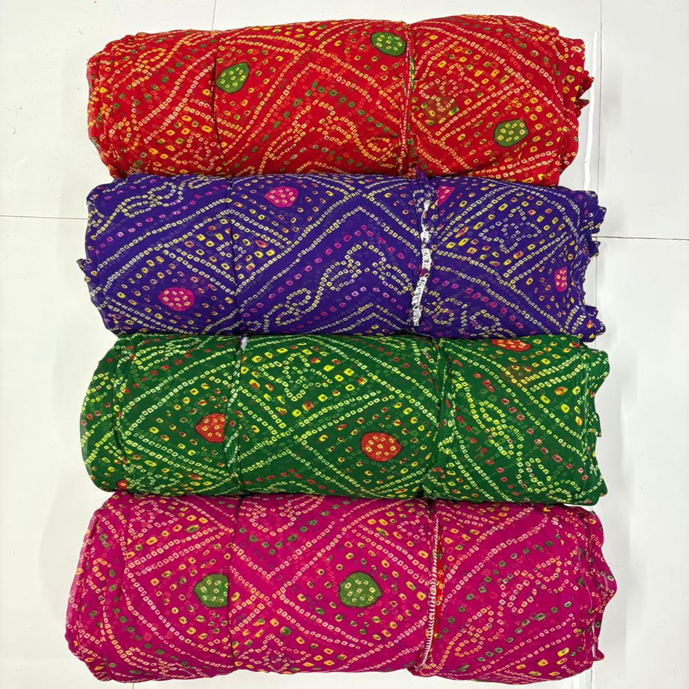 Soft Georgette Bhandani Print Fabric For Saree, Lehenga & Kurta