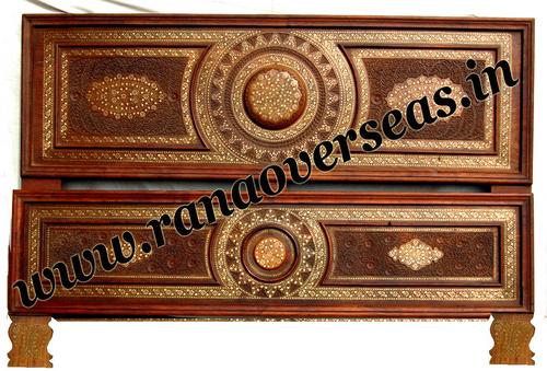 Brown Sheesham Wood Double Bed