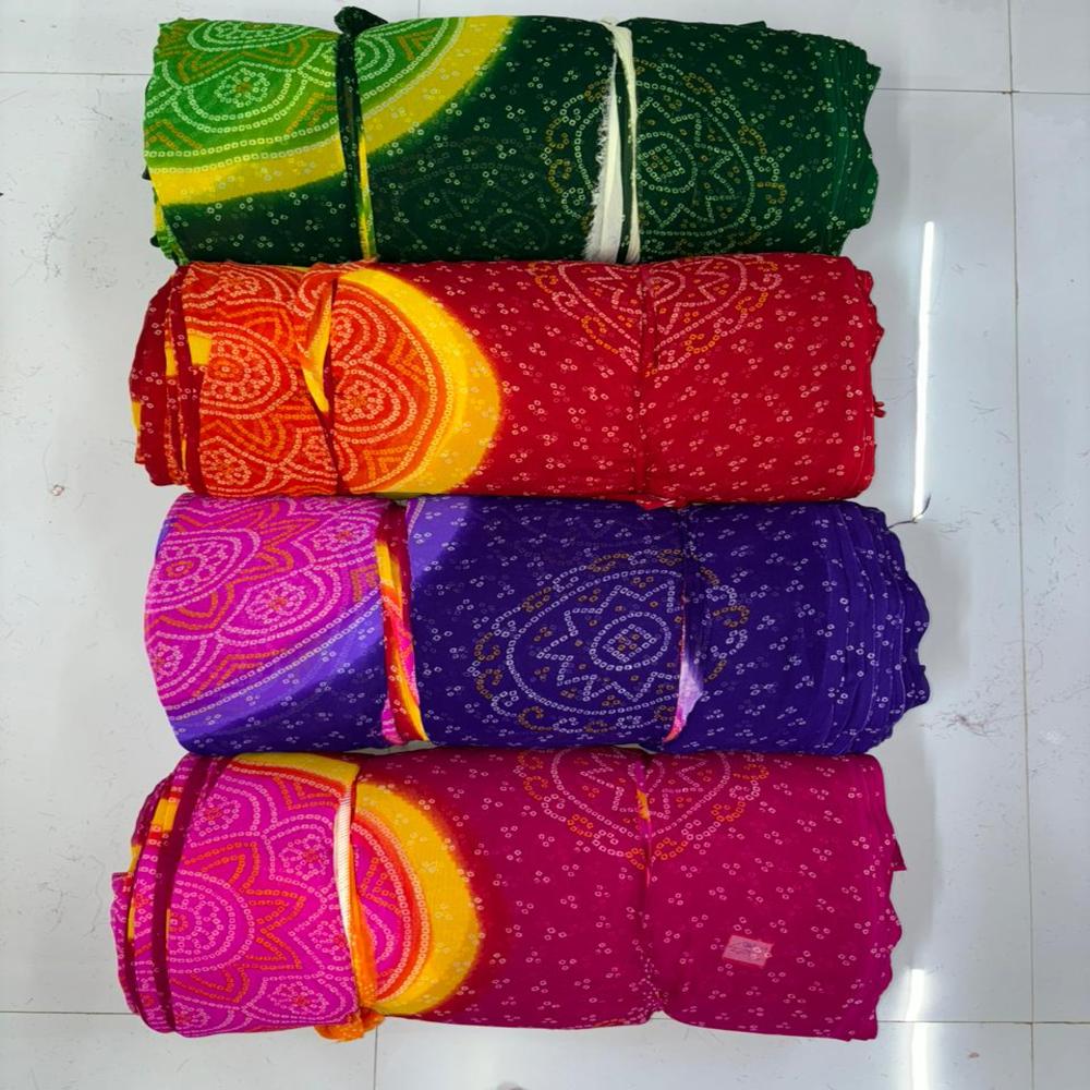 Soft Georgette Bhandani Print Fabric For Saree, Lehenga & Kurta