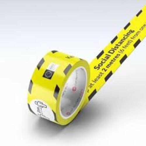 Social Distancing Tape - Pvc Material, 2 Inch Width, Black And Yellow Color | Single-sided Adhesive For Effective Warning Communication