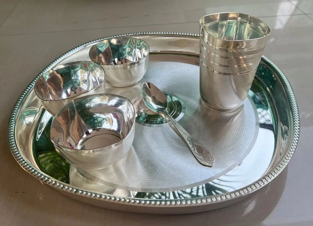 Premium Silver Dinner Set - Fabric Material: As For Costmer