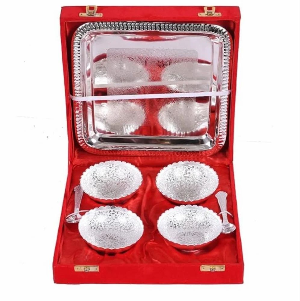 Premium Silver Dinner Set - Fabric Material: As For Costmer