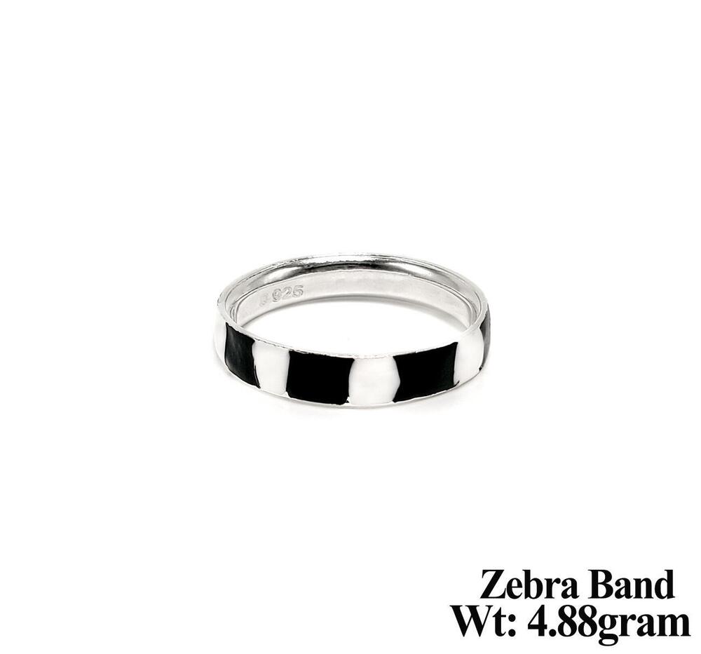 92.5% New Design Silver Zebra Band Ring