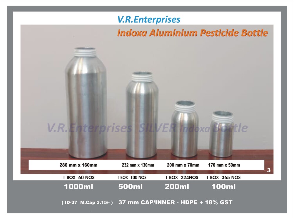 Indoxa Aluminium Pesticide Bottle - Capacity: 100-1000 Milliliter (Ml)