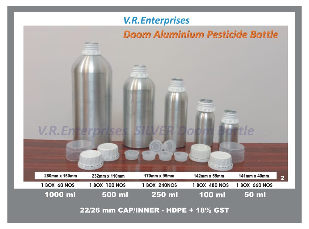 Doom Aluminium Pesticicde Bottle - Color: Silver