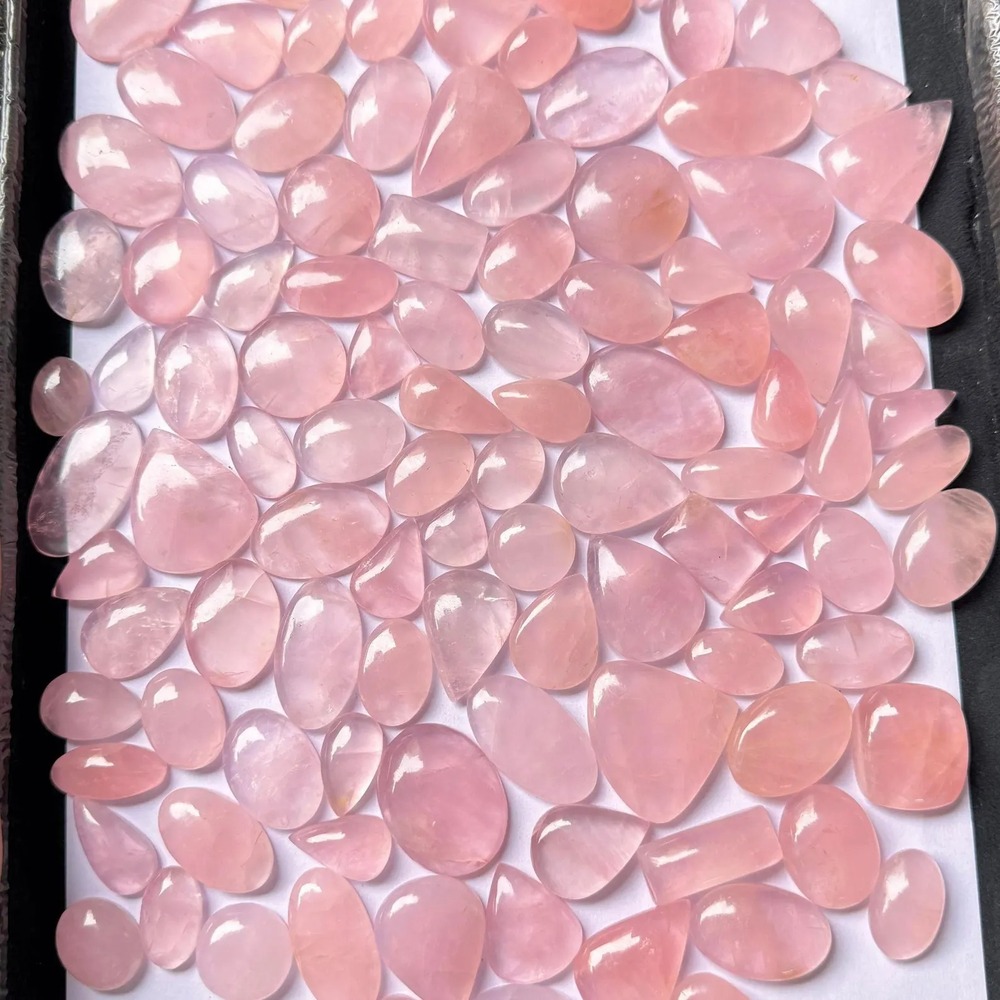 Natural Rose Quartz Semi Precious Gemstone Cabochon - Grade: Industrial