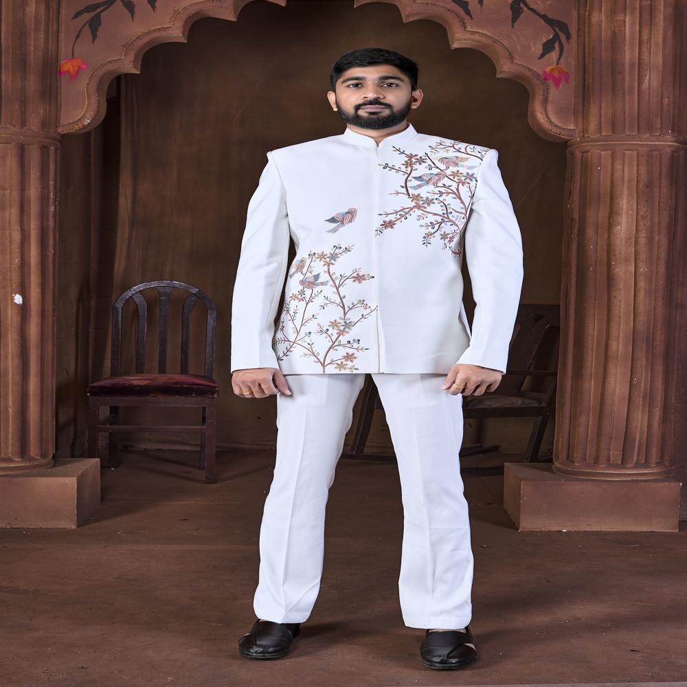 Jodhpuri Coat Set - Color: White