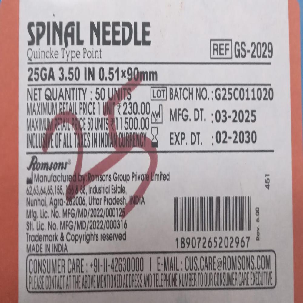 Needle Spinal 25ga - Color: Orange