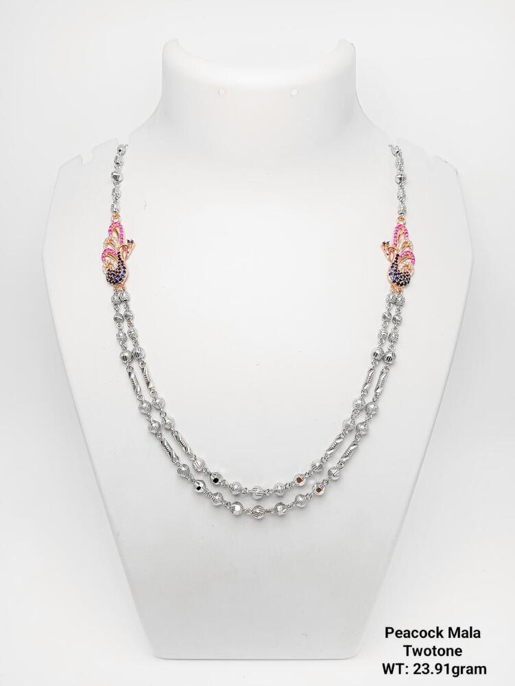 92.5% New Design Silver Peacock Mala