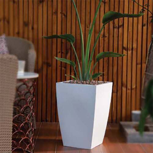 Bent Block Planter - Color: White