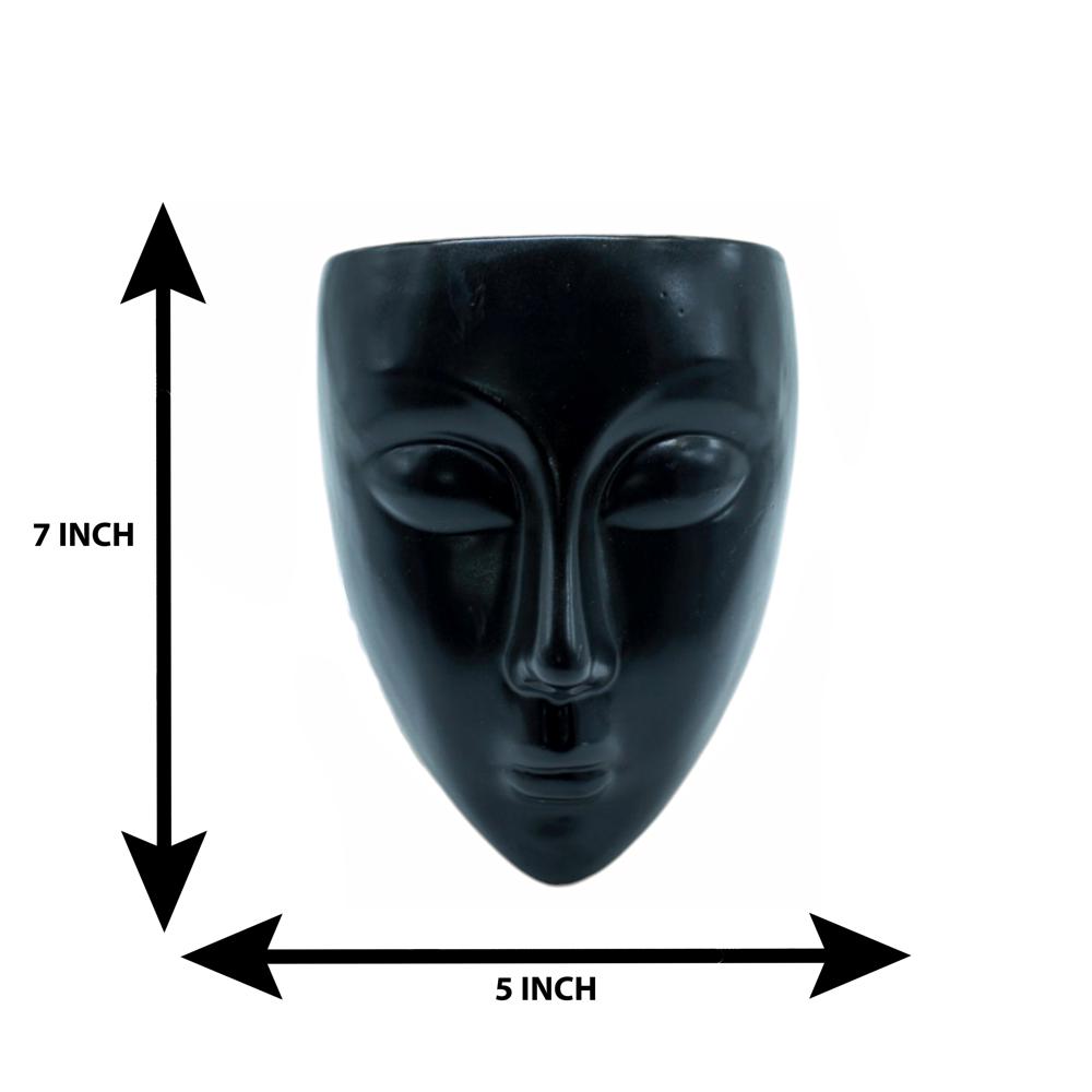 Ceramic Face Planter 3 - Color: Black
