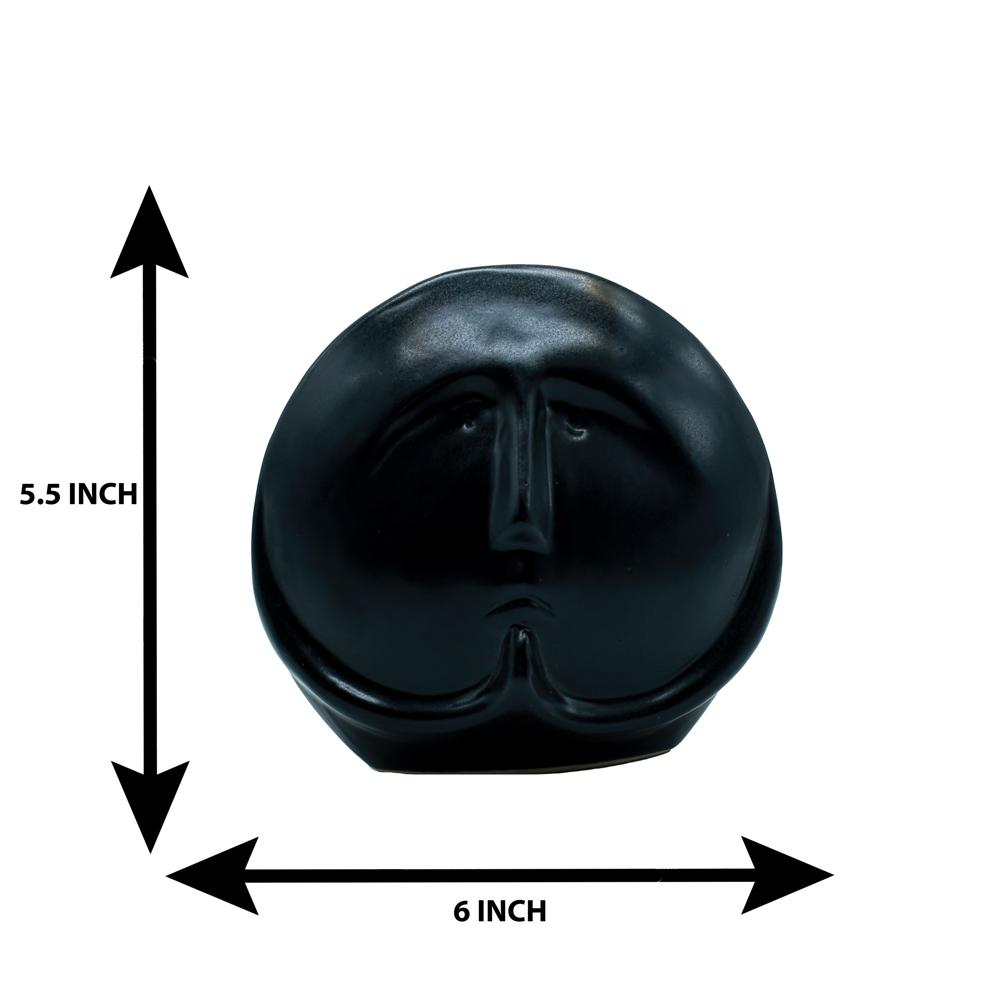 Ceramic Face Planter 4 - Color: Black