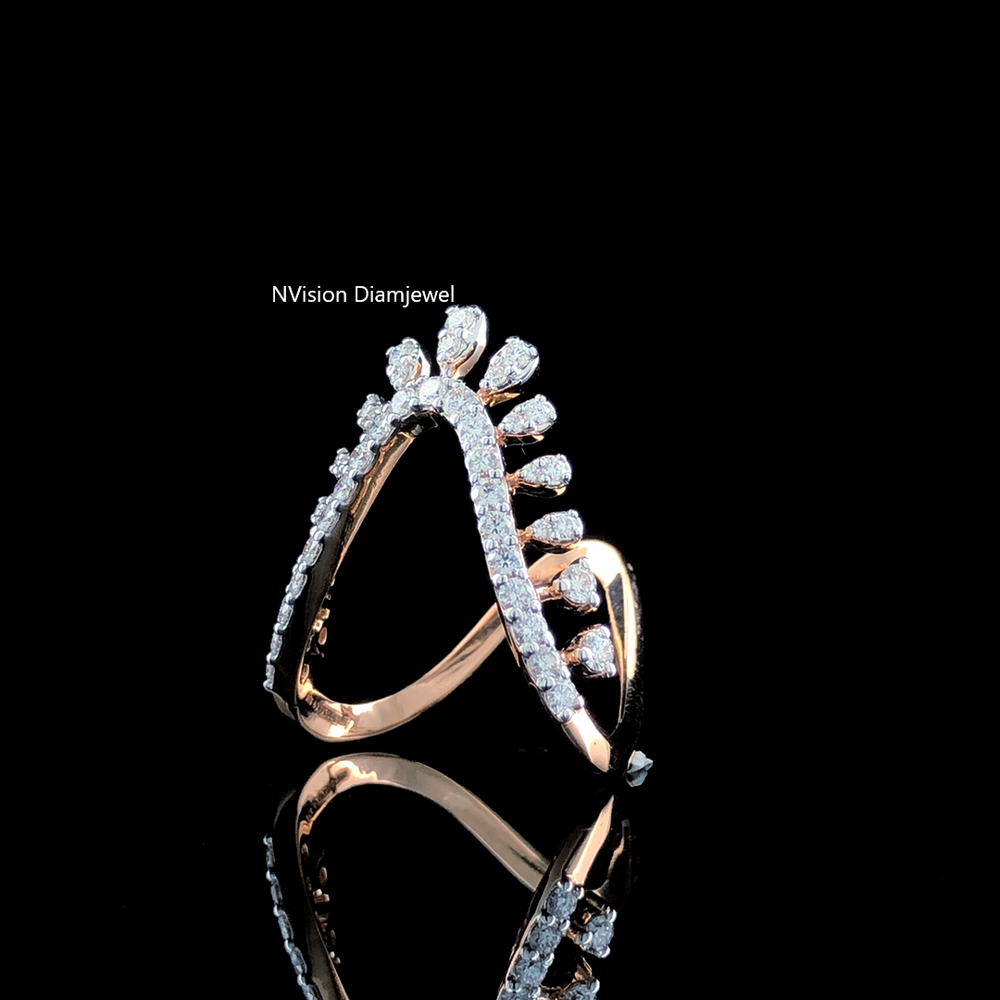 Rose Gold Natural Diamond Tiara Ring