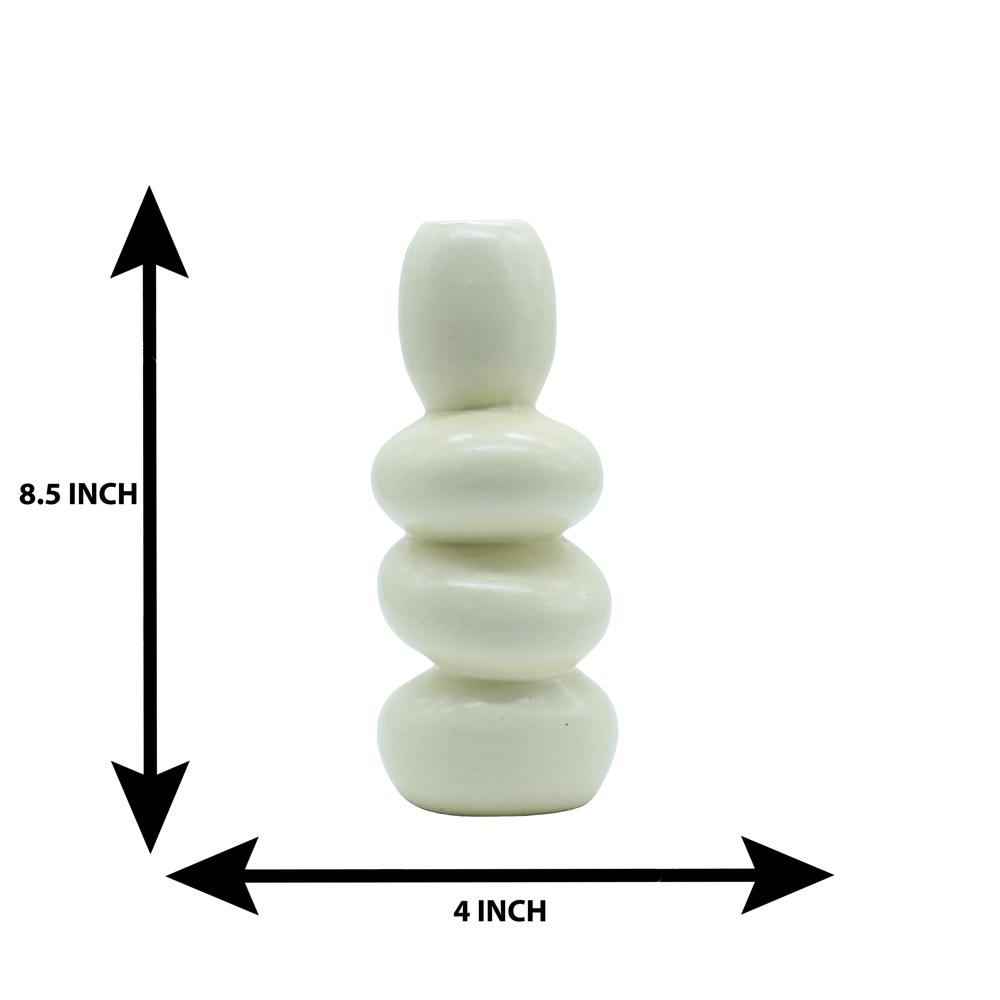 Ceramic Round Flower Vase - Color: White