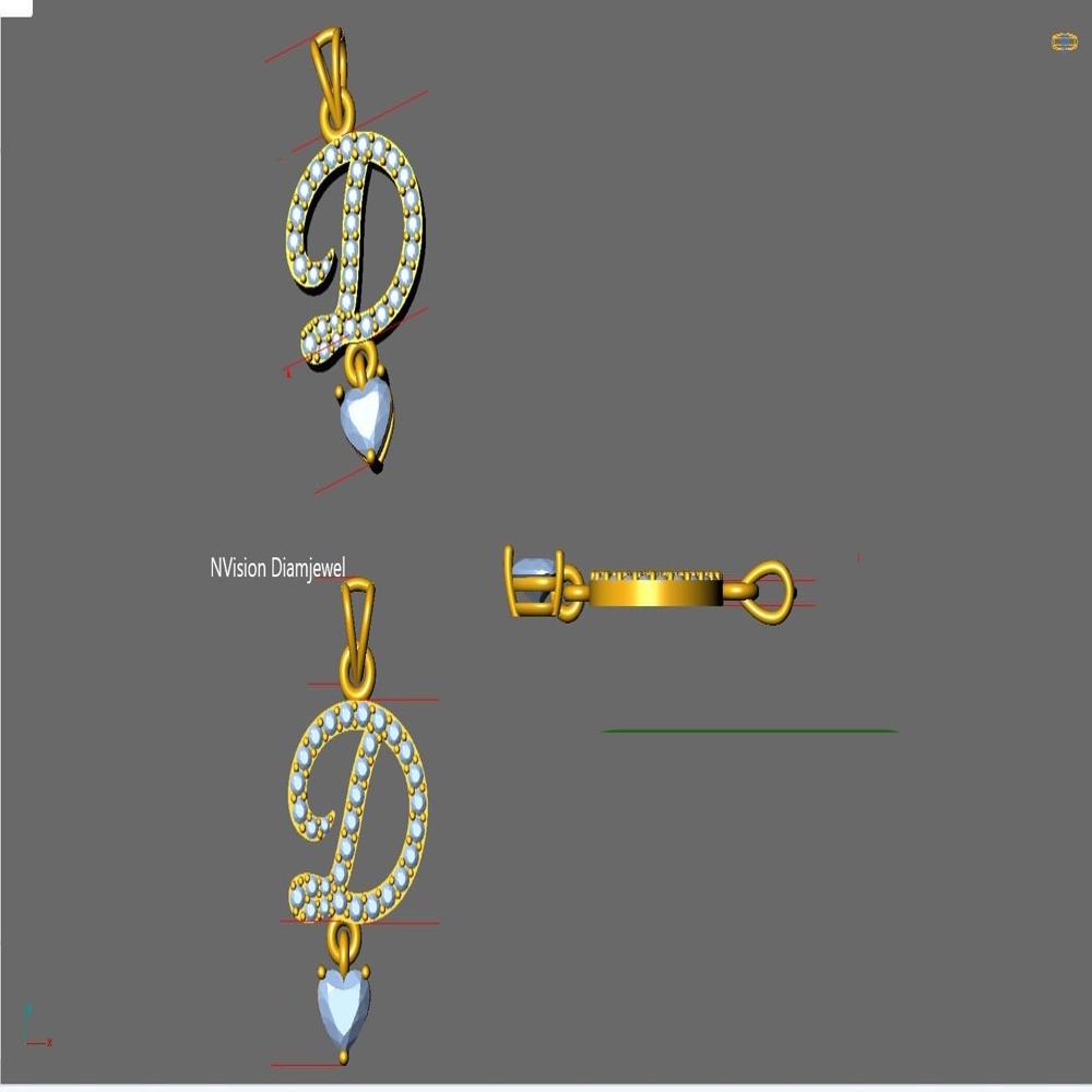 Dazzling Initial D Set Shine with Natural Diamonds & Royal Blue Charm