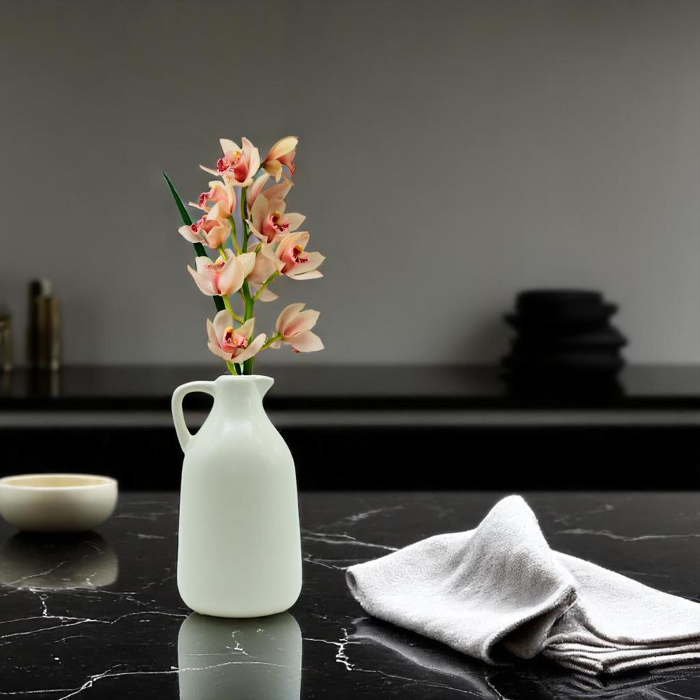 Ceramic Milk Jug Vase - Color: White