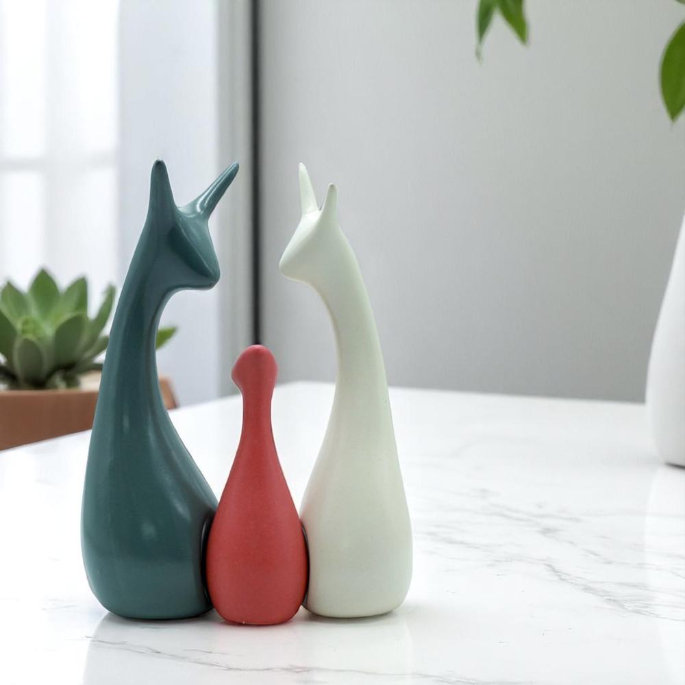 Ceramic Deer Set Of 3 ( Red, Grey & White ) - Features: Good Quality