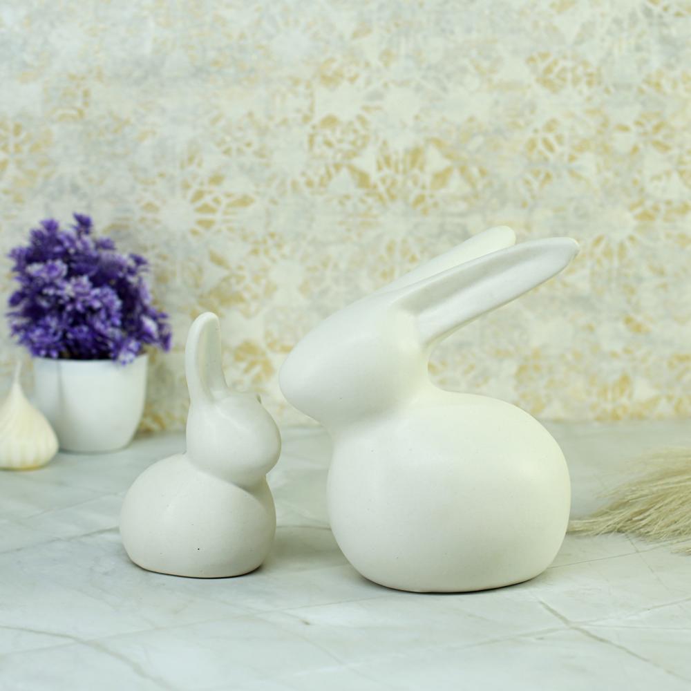 Ceramic Rabbit Set Of 2 White - Features: Good Quality