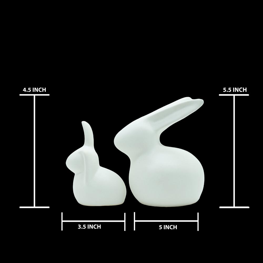 Ceramic Rabbit Set Of 2 White