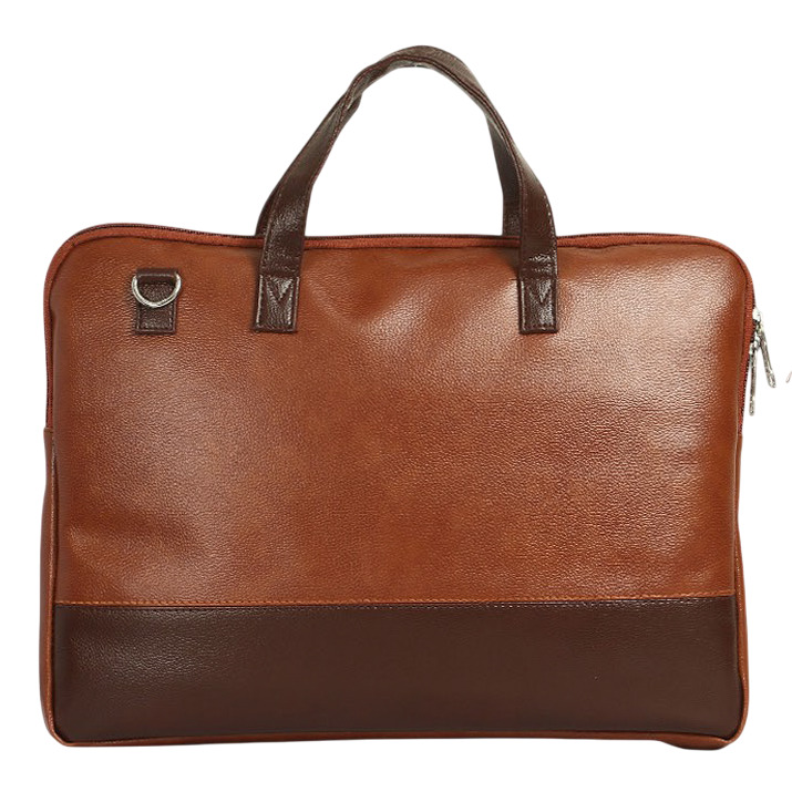 14 Inch Pu Leather Laptop Bag - Color: Brown