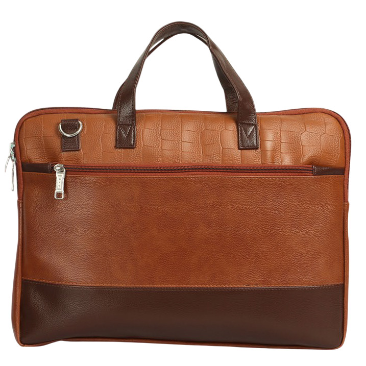 14 Inch Pu Leather Laptop Bag - Color: Brown