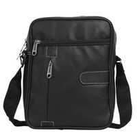 Black Synthetic Leather Shoulder Bag