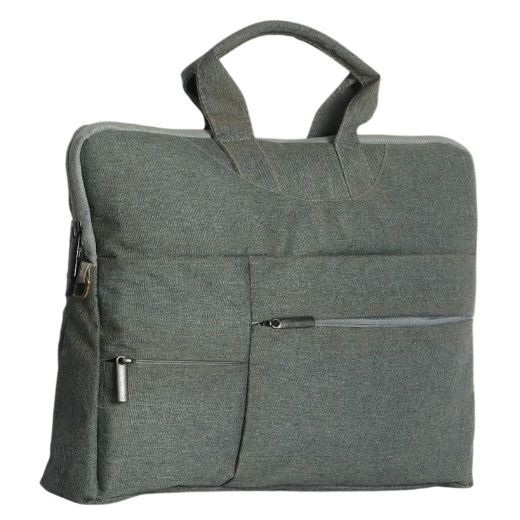 Olive Green Polyester Laptop Bag - Color: Grey