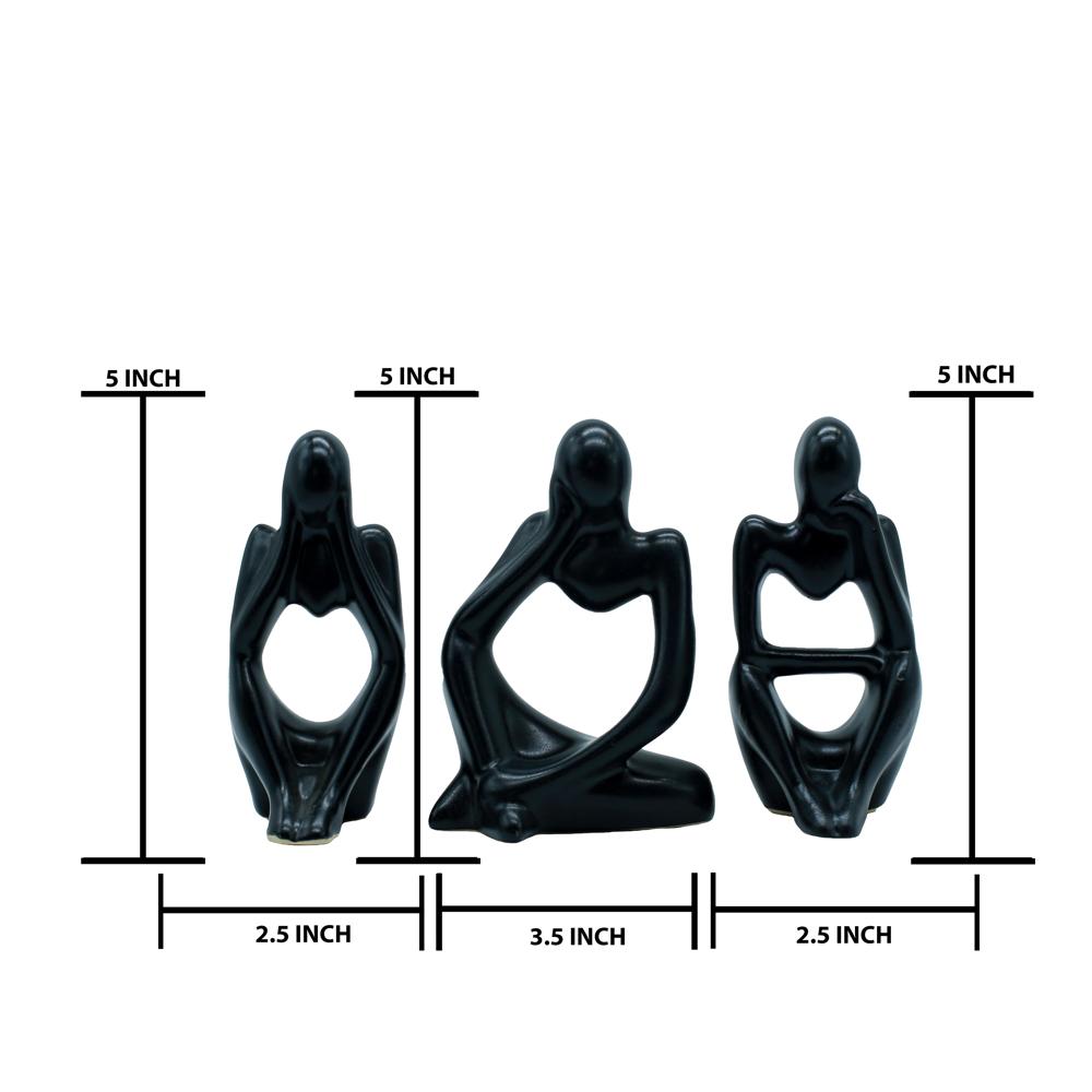 Ceramic Thinking Lady Set Of 3 Black